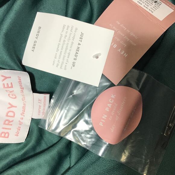 BIRDY GREY 1X Plus Green Sea Glass One-Shoulder Crepe Kira Maxi Dress 0b15 flaw - Picture 8 of 11